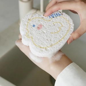 Esun Eco Cartoon Printing Compressed Wood Cellulose Cleaning Sponges For Kitchen