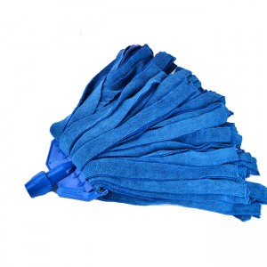 Hot Selling Blue Strip Microfiber Cleaning Mop Head With Plastic Head